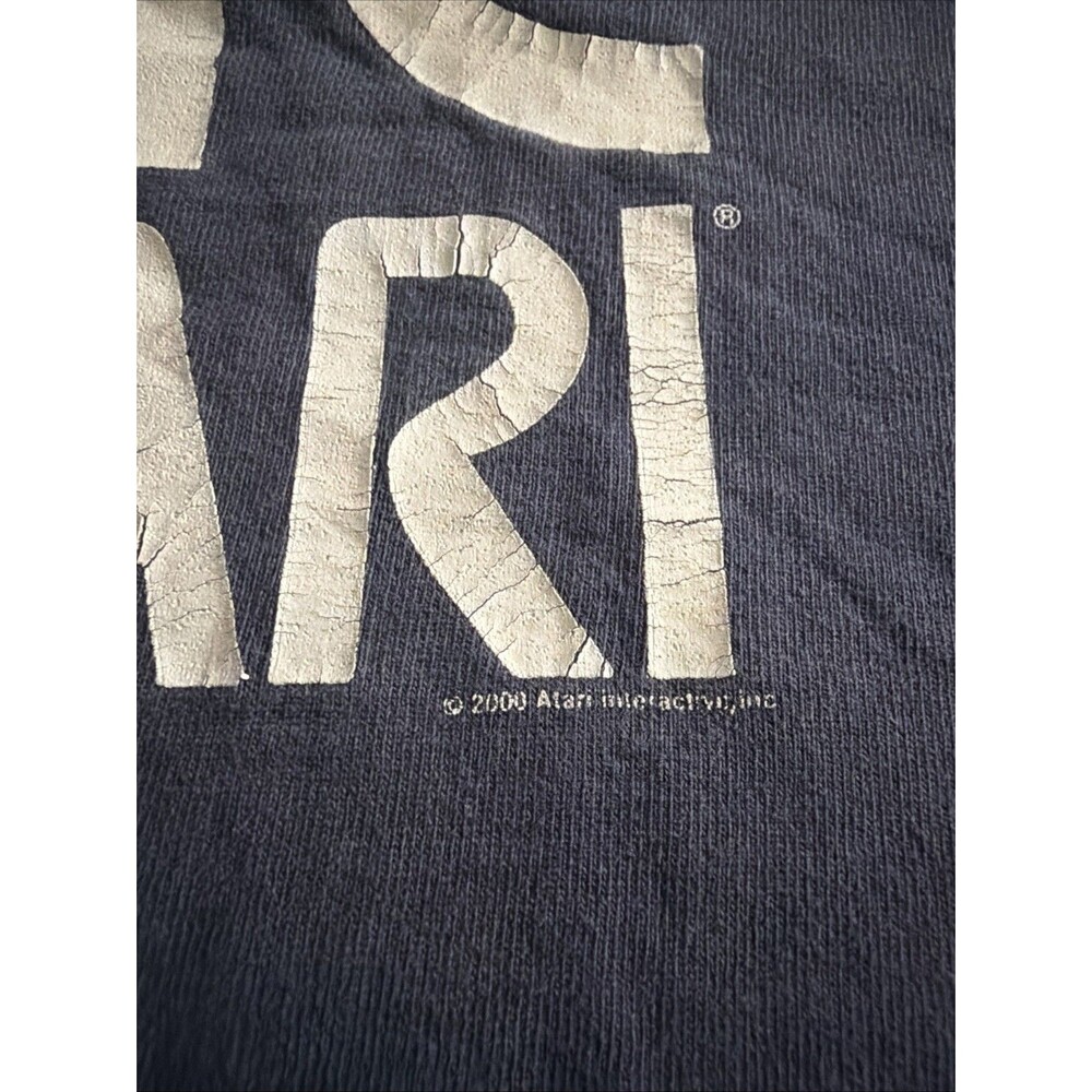 VTG 2000 ATARI Logo SHIRT Large Dark Blue Y2K - Picture 2 of 7